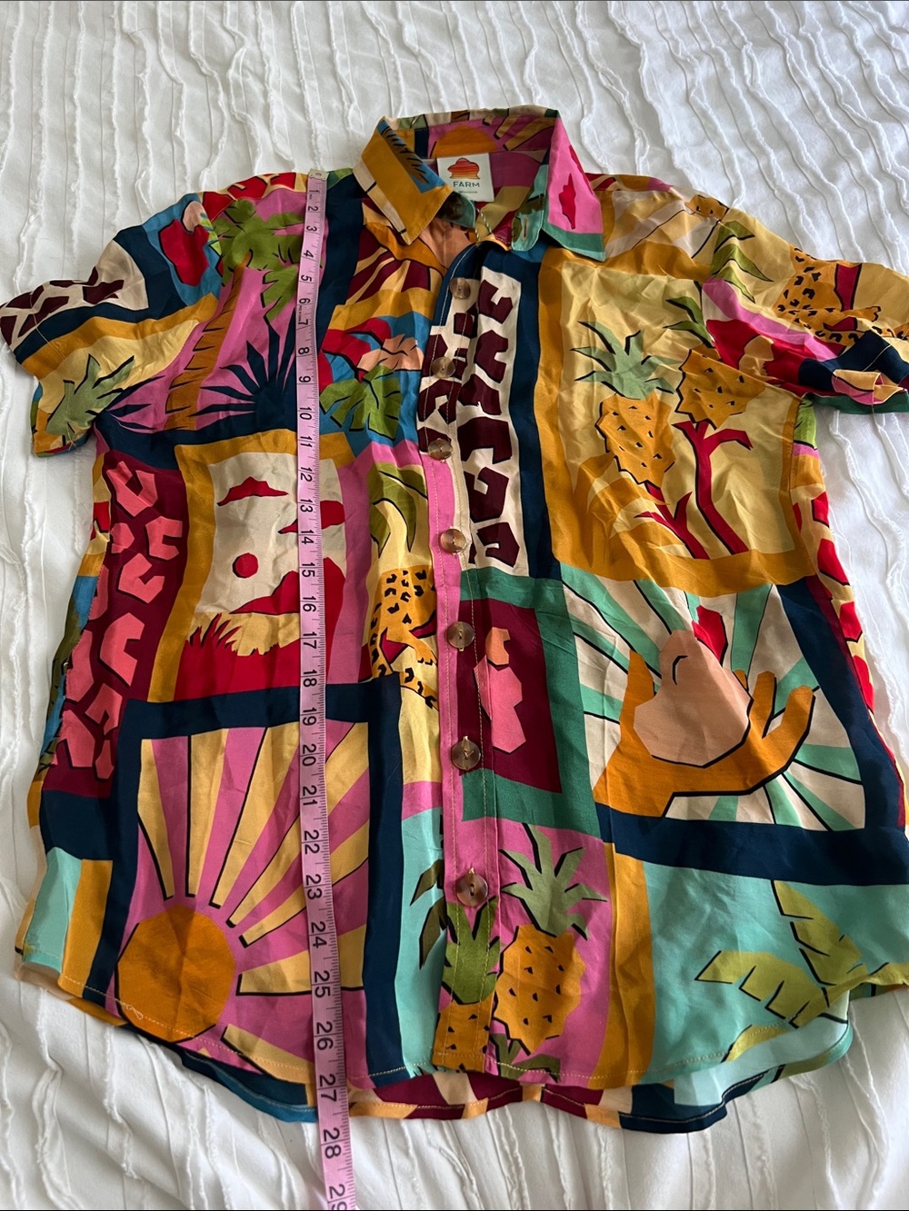 Farm Rio Tropical Patchwork Button-Up Shirt - Picture 3 of 10